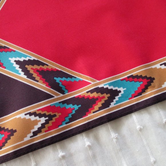 Red & teal Southwestern style scarf - Picture 5 of 7